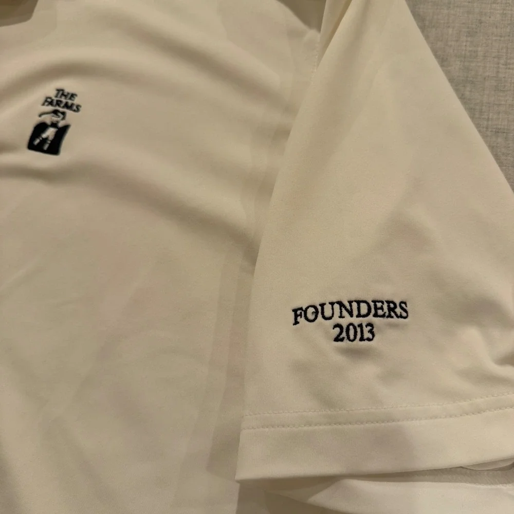 Peter Millar Summer Comfort Polo Shirt Men XL White The Farms Golf Founders 2013